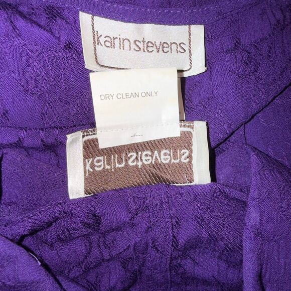 Vintage 90s Karin Stevens Purple Textured Rayon 2-Piece Maxi Dress Set Size 6 Ja - Picture 13 of 15